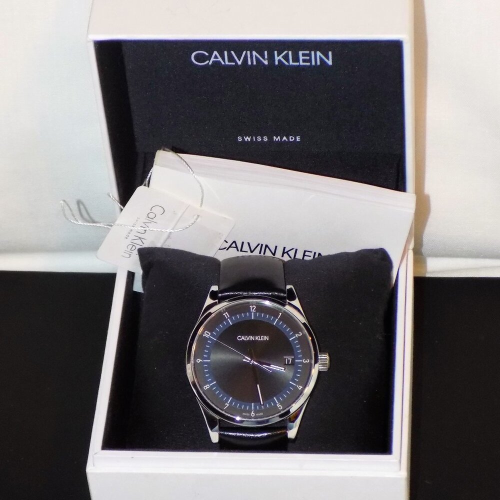 New $279 Calvin Klein Completion Date Watch KAM211 Swiss Made, Sapphire Crystal